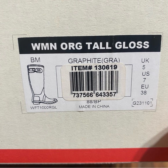 Hunter Boots Women Original Tall Gloss Graphite Gray Rain Boots Outerwear Size 7 - Picture 12 of 12